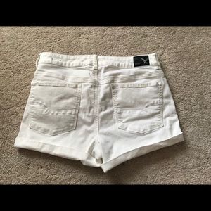 American Eagle White Hi-Rise Shortie Stretch Short